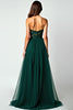 Load image into Gallery viewer, Dark Green A Line Strapless Appliques Long Prom Dress with Slit