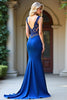 Load image into Gallery viewer, Royal Blue Mermaid V-Neck Long Beaded Prom Dress with Appliques