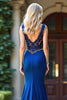 Load image into Gallery viewer, Royal Blue Mermaid V-Neck Long Beaded Prom Dress with Appliques