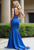 Load image into Gallery viewer, Mermaid Royal Blue Spaghetti Straps Long Prom Dress with Appliques