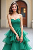 Load image into Gallery viewer, Dark Green Tiered Strapless Tulle Long Prom Dress