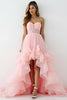 Load image into Gallery viewer, Blush Pink Asymmetrical Strapless Long Prom Dress with Ruffles