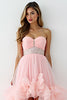 Load image into Gallery viewer, Blush Pink Asymmetrical Strapless Long Prom Dress with Ruffles