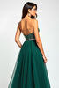 Load image into Gallery viewer, A Line Dark Green Flowy Tulle Strapless Long Prom Dress with Beading