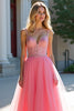 Load image into Gallery viewer, Blush Pink Tulle Ball Gown Long Prom Dress with Beading