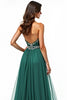 Load image into Gallery viewer, Dark Green A Line Tulle Sweetheart Beaded Long Prom Dress with Slit