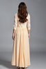 Load image into Gallery viewer, Champagne Illusion Neck Half Sleeve Mother of the Bride Dress with Appliques