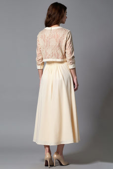 Champagne Two-Piece Half Sleeve Mother of the Bride Dress