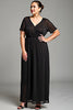 Load image into Gallery viewer, Black Short Sleeve Chiffon Plus Size Mother of the Bride Dress