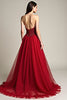 Load image into Gallery viewer, Burgundy A Line Tulle Sweetheart Beaded Long Prom Dress