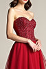 Load image into Gallery viewer, Burgundy A Line Tulle Sweetheart Beaded Long Prom Dress