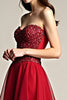 Load image into Gallery viewer, Burgundy A Line Tulle Sweetheart Beaded Long Prom Dress