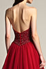 Load image into Gallery viewer, Burgundy A Line Tulle Sweetheart Beaded Long Prom Dress