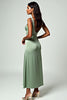 Load image into Gallery viewer, Dusty Sage Backless Tea-Length Formal Dress with Beading