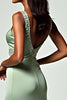 Load image into Gallery viewer, Dusty Sage Backless Tea-Length Formal Dress with Beading