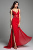 Load image into Gallery viewer, Red Mermaid Spaghetti Straps Long Prom Dress with Appliques