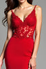 Load image into Gallery viewer, Red Mermaid Spaghetti Straps Long Prom Dress with Appliques