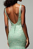 Load image into Gallery viewer, Dusty Sage Mermaid Tulle V-Neck Long Prom Dress