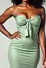 Load image into Gallery viewer, Dusty Sage Mermaid Strapless Bow Long Prom Dress