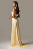 Load image into Gallery viewer, Daffodil Ruched Beaded Sweep Train Long Prom Dress