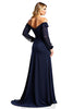 Load image into Gallery viewer, Navy Off the Shoulder Long Sleeves Mother of the Bride Dress