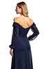 Load image into Gallery viewer, Navy Off the Shoulder Long Sleeves Mother of the Bride Dress