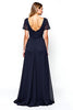 Load image into Gallery viewer, Navy Chiffon Square Neck Mother of the Bride Dress with Short Sleeves