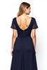 Load image into Gallery viewer, Navy Chiffon Square Neck Mother of the Bride Dress with Short Sleeves