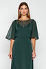 Load image into Gallery viewer, Pine Chiffon Scoop Neck Mother of the Bride Dress with Short Sleeves