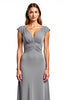 Load image into Gallery viewer, Sliver Chiffon V-Neck Long Ruched Mother of the Bride Dress