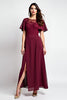 Load image into Gallery viewer, Burgundy A Line Scoop Neck Long Mother of the Bride Dress with Appliques