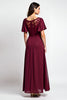 Load image into Gallery viewer, Burgundy A Line Scoop Neck Long Mother of the Bride Dress with Appliques