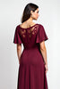 Load image into Gallery viewer, Burgundy A Line Scoop Neck Long Mother of the Bride Dress with Appliques