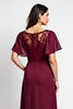 Load image into Gallery viewer, Burgundy A Line Scoop Neck Long Mother of the Bride Dress with Appliques