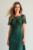 Load image into Gallery viewer, Pine Illusion Neck Mother of the Bride Dress with Beading