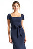 Load image into Gallery viewer, Navy Square Neck Long Mother of the Bride Dress with Bowknot