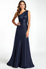 Load image into Gallery viewer, Navy One Shoulder Satin Long Mother of the Bride Dress