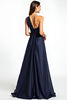 Load image into Gallery viewer, Navy One Shoulder Satin Long Mother of the Bride Dress