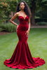 Load image into Gallery viewer, Burgundy Mermaid Sweetheart Velvet Long Prom Dress