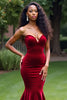 Load image into Gallery viewer, Burgundy Mermaid Sweetheart Velvet Long Prom Dress