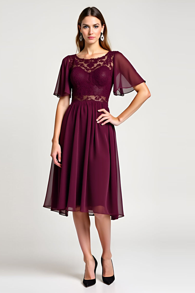 Load image into Gallery viewer, Cabernet Round Neck Embroideried Midi Length Mother of the Bride Dress