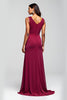 Load image into Gallery viewer, Burgundy Sheath Beaded Long Mother of the Bride Dress