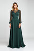 Load image into Gallery viewer, Pine Sheath Illusion Neck Mother of the Bride Dress with Long Sleeves