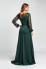 Load image into Gallery viewer, Pine Sheath Illusion Neck Mother of the Bride Dress with Long Sleeves