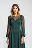 Load image into Gallery viewer, Pine Sheath Illusion Neck Mother of the Bride Dress with Long Sleeves