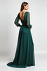 Load image into Gallery viewer, Pine Sheath Round Neck Embroideried Mother of the Bride Dress with Long Sleeves