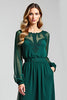 Load image into Gallery viewer, Illusion Neck Pine Sheath Embroideried Mother of the Bride Dress with Long Sleeves