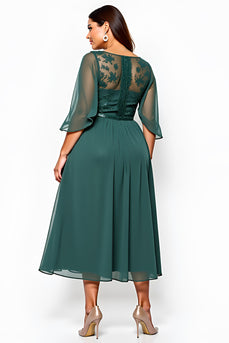 Dark Green A Line Chiffon Maxi Mother of the Bride Dress with Sequins