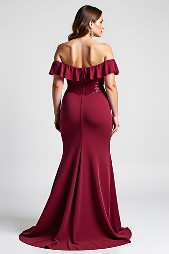 Burgundy Mermaid Sweetheart Long Mother of the Bride Dress