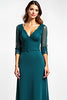 Load image into Gallery viewer, Peacock A Line V-Neck Long Backless Mother of the Bride Dress